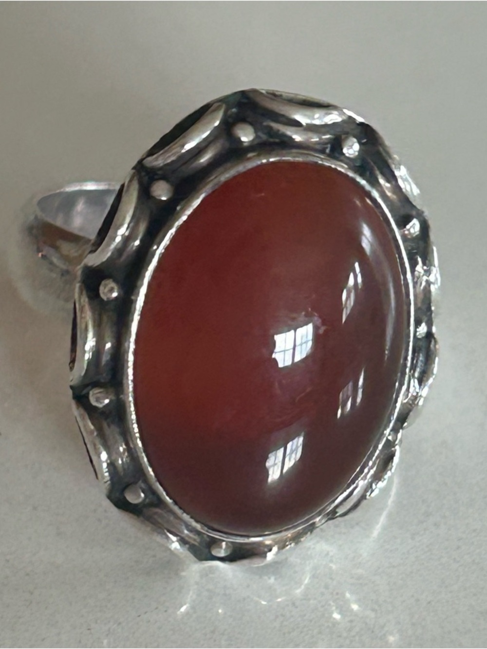Sterling Silver Carnelian Oval Cocktail Ring